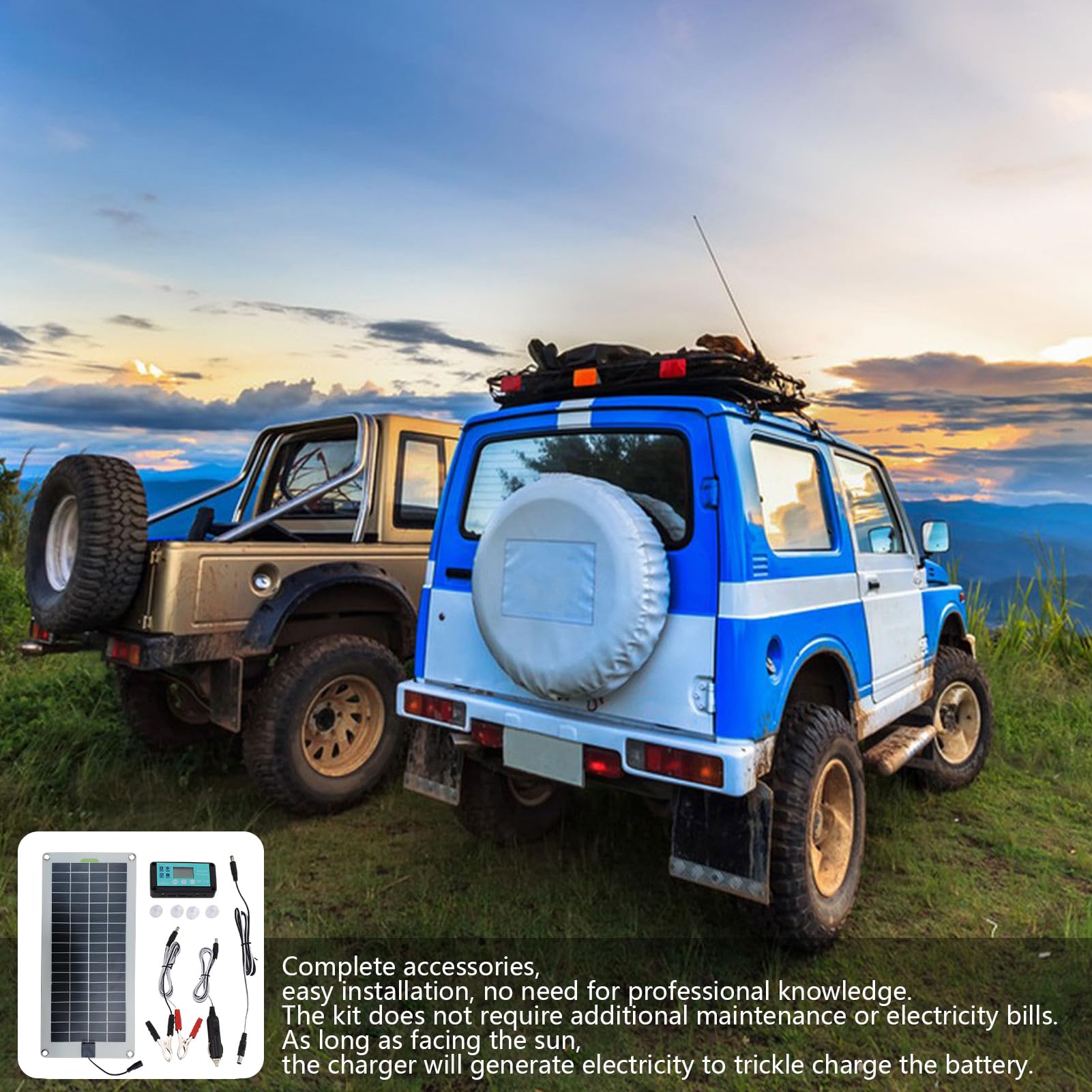Amazon.co.jp: ポータブルソーラートリクル充電器、防水車用ソーラー